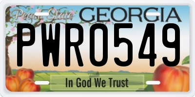 GA license plate PWR0549