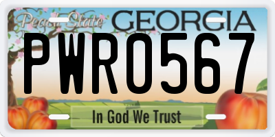 GA license plate PWR0567