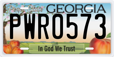 GA license plate PWR0573