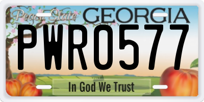 GA license plate PWR0577