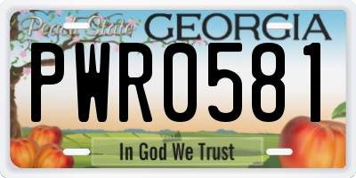 GA license plate PWR0581