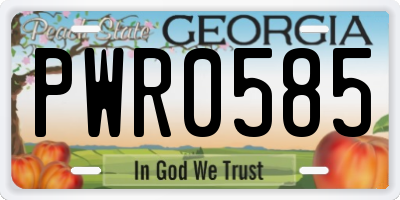 GA license plate PWR0585