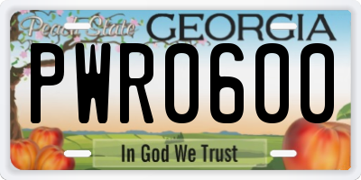 GA license plate PWR0600