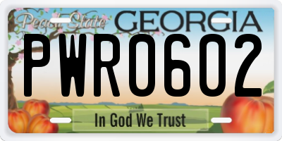 GA license plate PWR0602