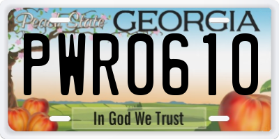 GA license plate PWR0610