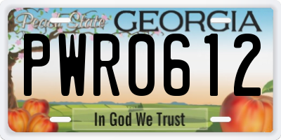GA license plate PWR0612