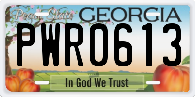 GA license plate PWR0613