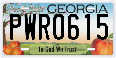 GA license plate PWR0615