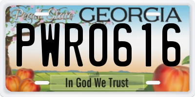 GA license plate PWR0616