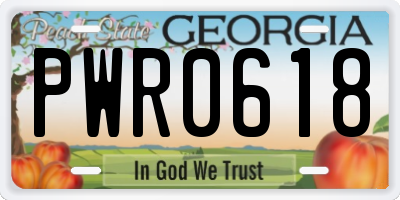 GA license plate PWR0618