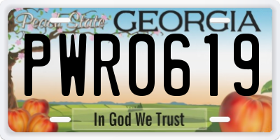 GA license plate PWR0619