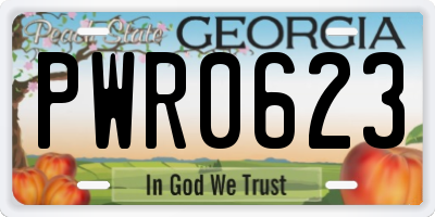 GA license plate PWR0623