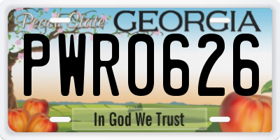 GA license plate PWR0626