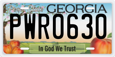 GA license plate PWR0630