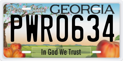 GA license plate PWR0634