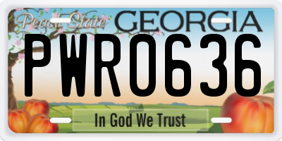 GA license plate PWR0636