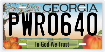 GA license plate PWR0640