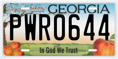 GA license plate PWR0644