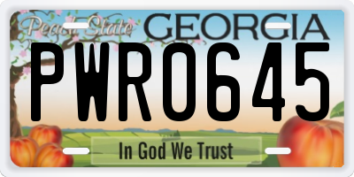 GA license plate PWR0645