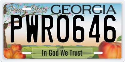 GA license plate PWR0646