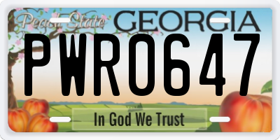 GA license plate PWR0647