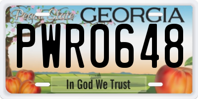 GA license plate PWR0648