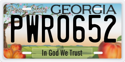 GA license plate PWR0652