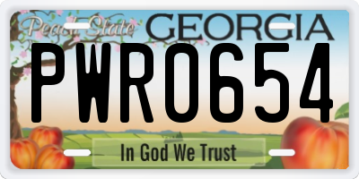 GA license plate PWR0654
