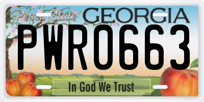 GA license plate PWR0663