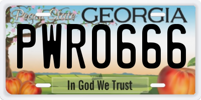 GA license plate PWR0666