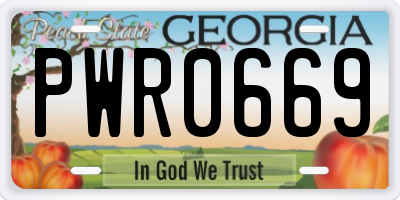 GA license plate PWR0669
