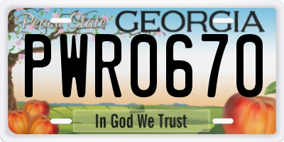 GA license plate PWR0670
