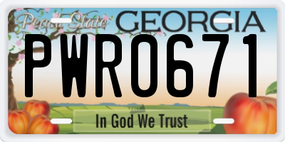 GA license plate PWR0671