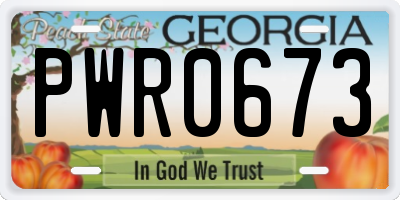 GA license plate PWR0673