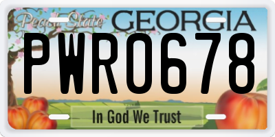 GA license plate PWR0678
