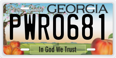 GA license plate PWR0681