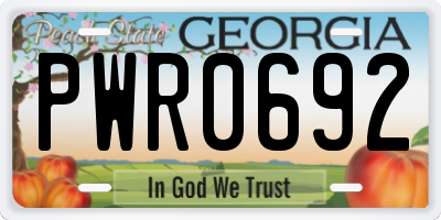 GA license plate PWR0692