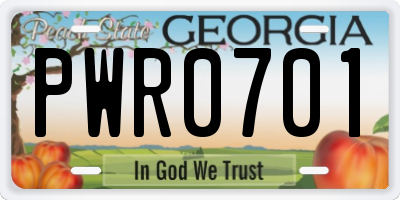 GA license plate PWR0701