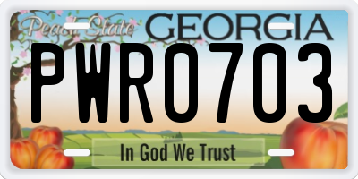 GA license plate PWR0703