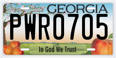 GA license plate PWR0705