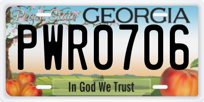GA license plate PWR0706