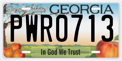 GA license plate PWR0713