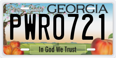 GA license plate PWR0721
