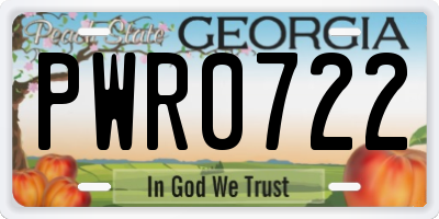 GA license plate PWR0722