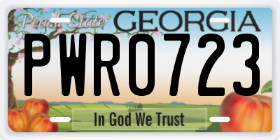 GA license plate PWR0723
