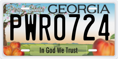 GA license plate PWR0724