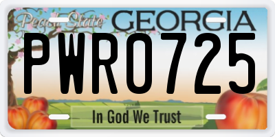 GA license plate PWR0725