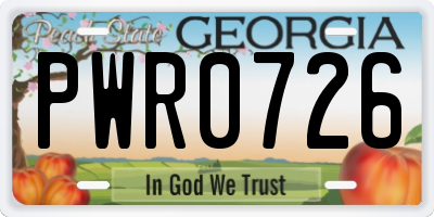GA license plate PWR0726