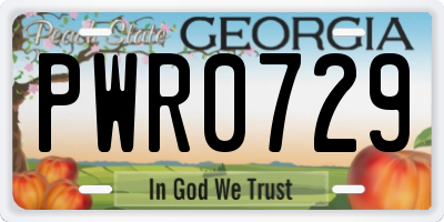 GA license plate PWR0729