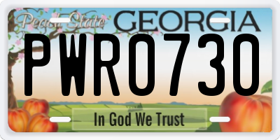GA license plate PWR0730